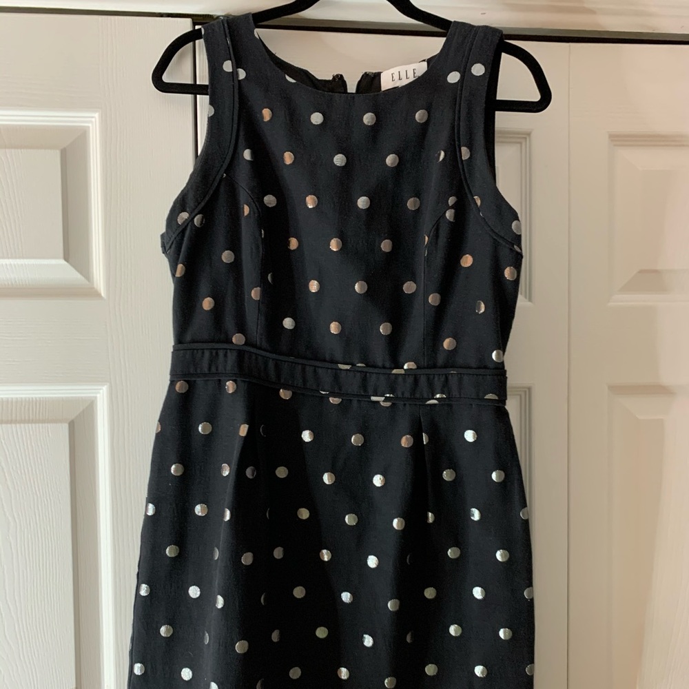 Black polka dot mini dress